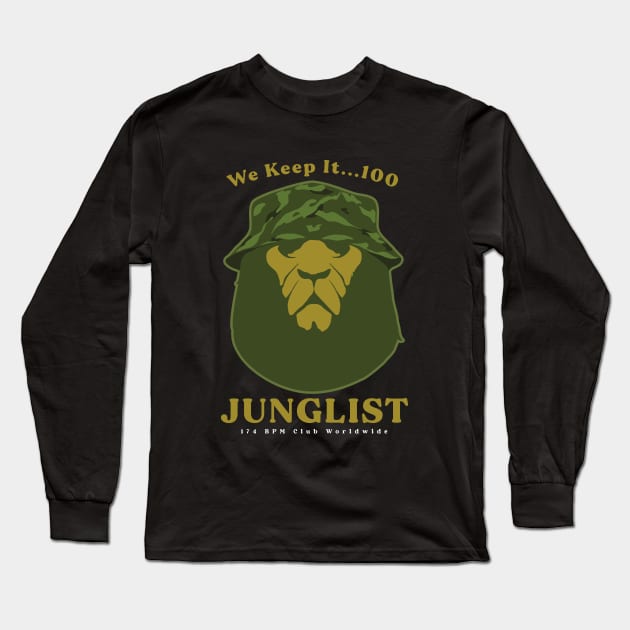 We Keep It 100% Junglist - 174bpm Club Long Sleeve T-Shirt by Wulfland Arts